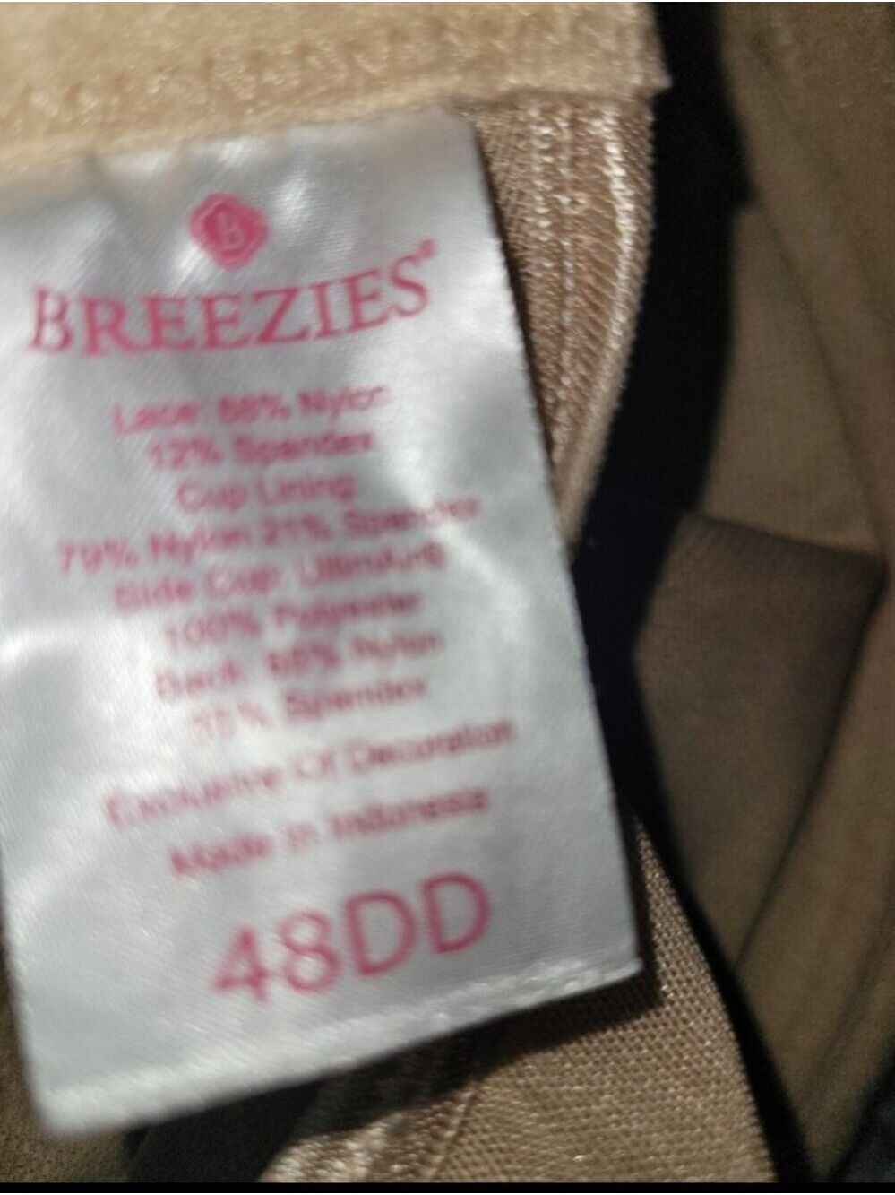 Breezies Pretty Rose Design Underwire Bra 48DD No Padding - Picture 4 of 4